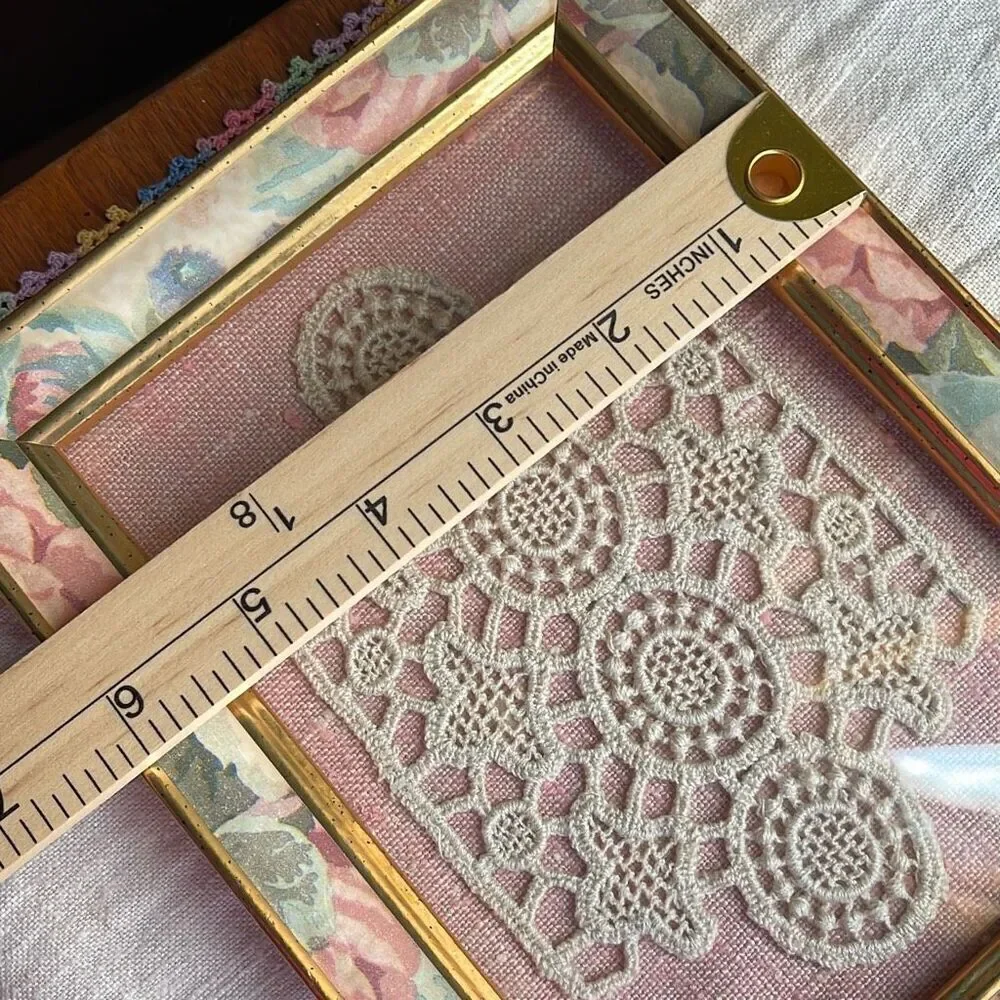 Lace sampler framed art vintage country  life cottage core